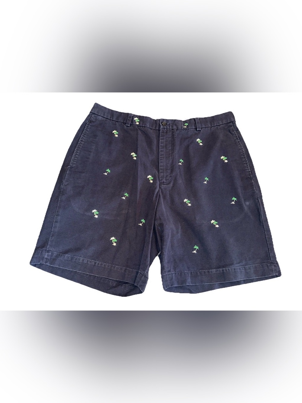 Brooks Brothers Shorts Mens 38 Regular Navy Blue With Palm Trees Boating Preppy